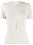 Emporio Armani Perforated Knit Top - Neutrals