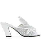 No21 Abstract Bow Heeled Mules - White