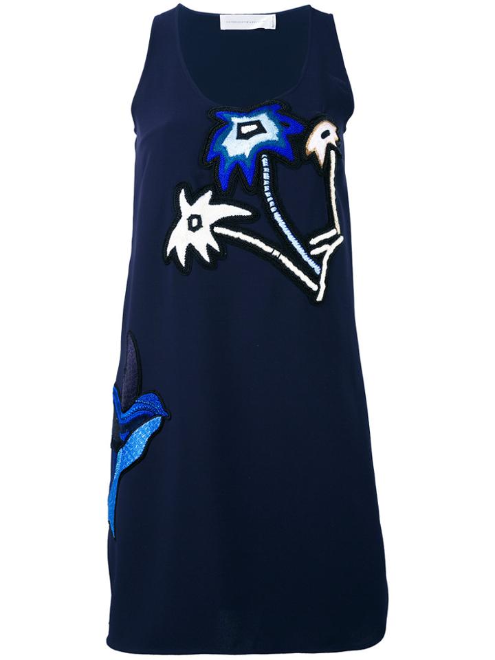 Victoria Victoria Beckham Floral Embroidery Dress - Blue