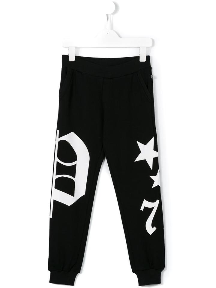 Philipp Plein Kids Printed Track Pants, Boy's, Size: 12 Yrs, Black