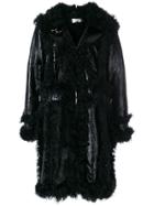 Marques'almeida Oversized Fur Trim Coat - Black