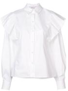 Derek Lam 10 Crosby Long Sleeve Ruffle Shoulder Shirt - White