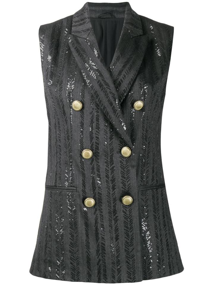 Brunello Cucinelli Sequin Embellished Gilet - Grey