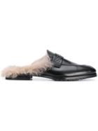 Peserico Fur-trimmed Slip-on Loafers - Black