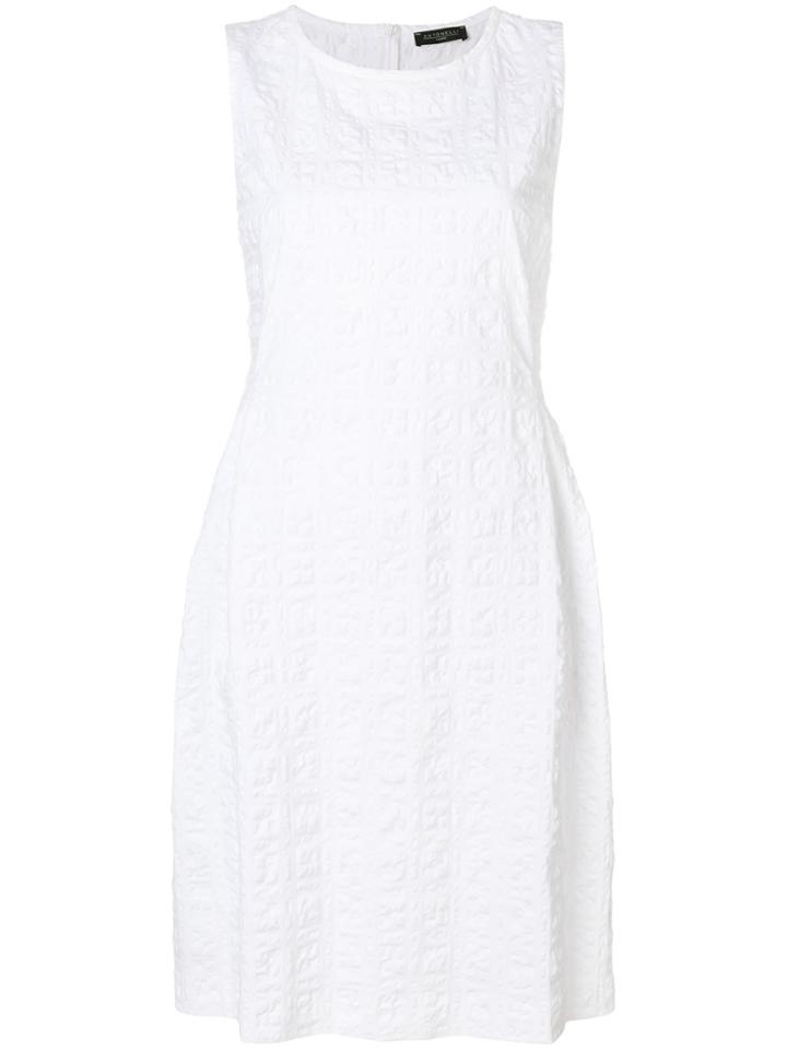 Antonelli Seersucker Sleeveless Fitted Dress - White