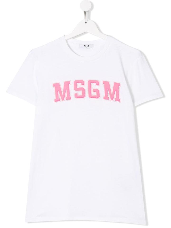 Msgm Kids Teen Logo Patch T-shirt - White