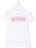 Msgm Kids Teen Logo Patch T-shirt - White