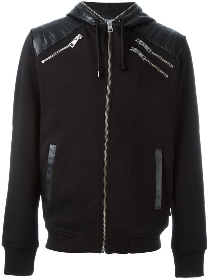 Just Cavalli Zipped Up Hoodie, Men's, Size: Large, Black, Cotton/polyester/polyurethane