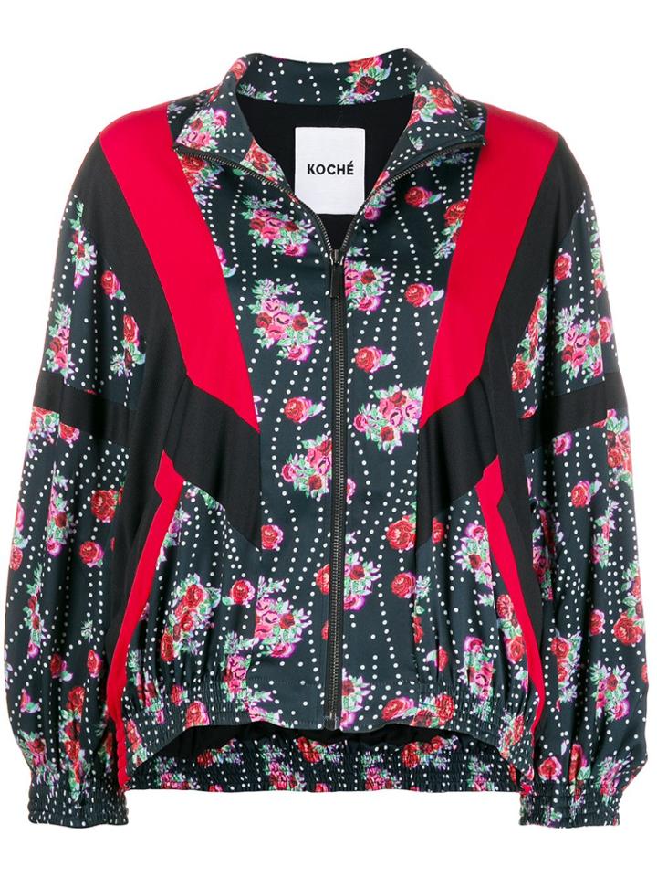 Koché Floral Patchwork Bomber Jacket - Black