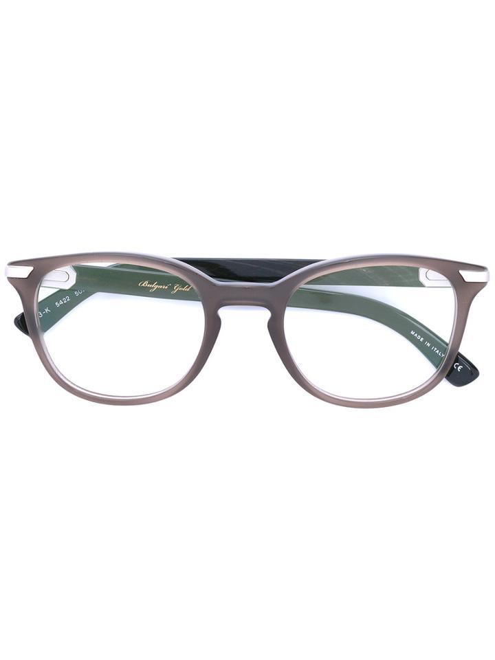 Bulgari - Oval Frame Glasses - Men - Acetate/buffalo Horn/metal - 50, Grey, Acetate/buffalo Horn/metal