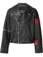 Enfants Riches Deprimes Roses Print Biker Jacket, Men's, Size: Medium, Black, Leather