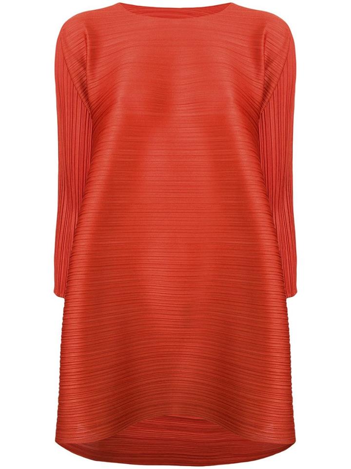Pleats Please By Issey Miyake Horizontal Pleat Long Blouse - Orange