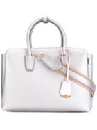 Mcm High Shine Tote Bag, Women's, Grey, Leather