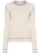 Marni Cream Cashmere Jumper With Contrasting Stitches - Nude &