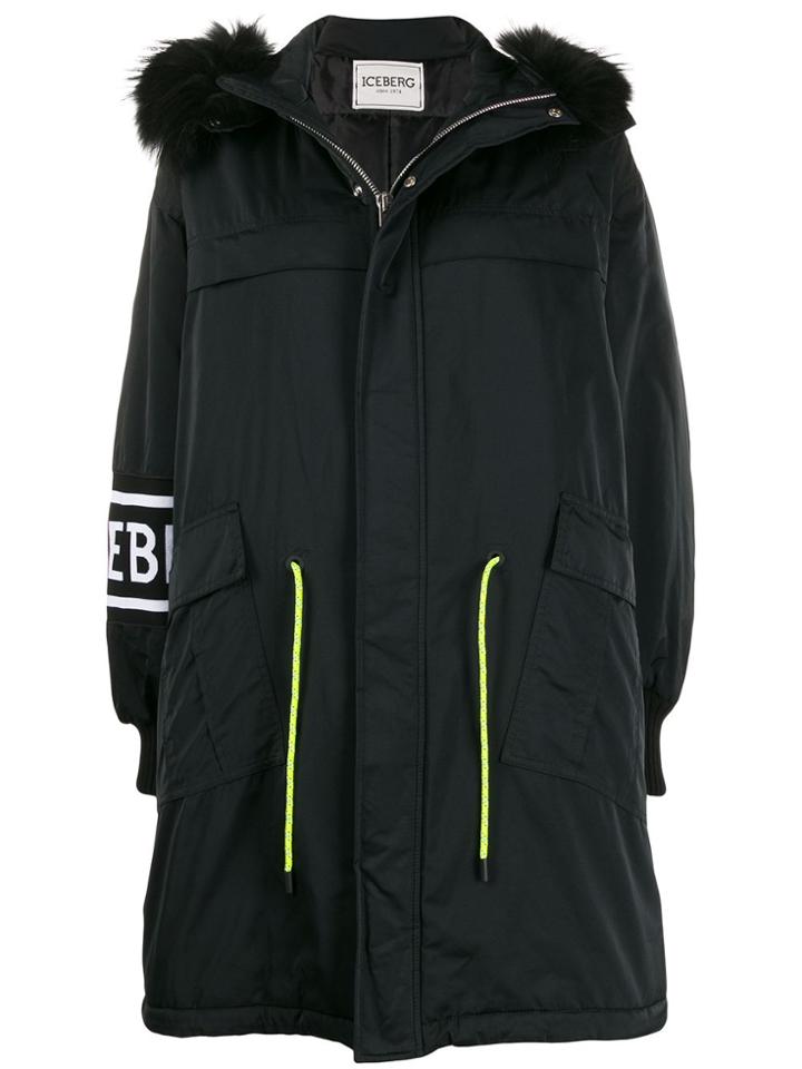 Iceberg Oversized Hooded Parka - Black