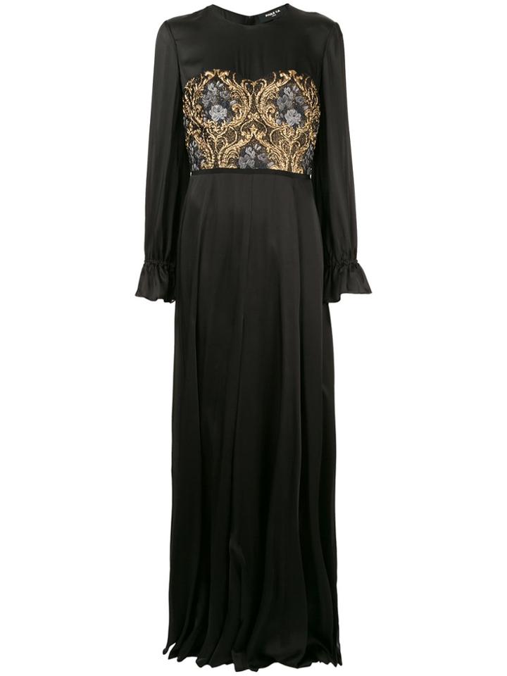 Paule Ka Baroque Jacquard Gown - Black