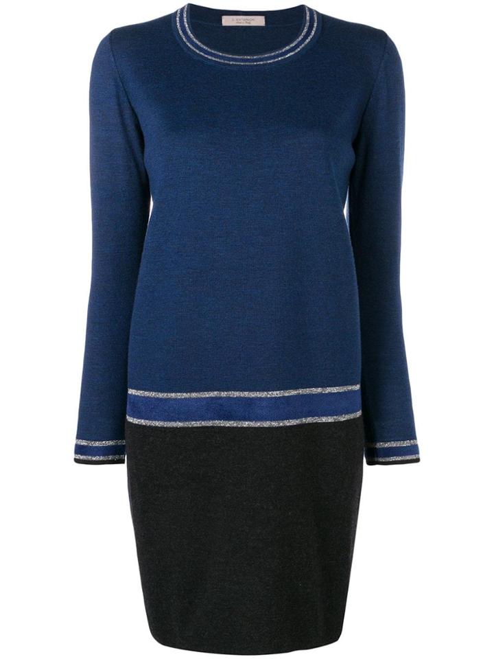 D.exterior Colour Block Sweater Dress - Blue