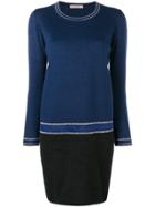 D.exterior Colour Block Sweater Dress - Blue