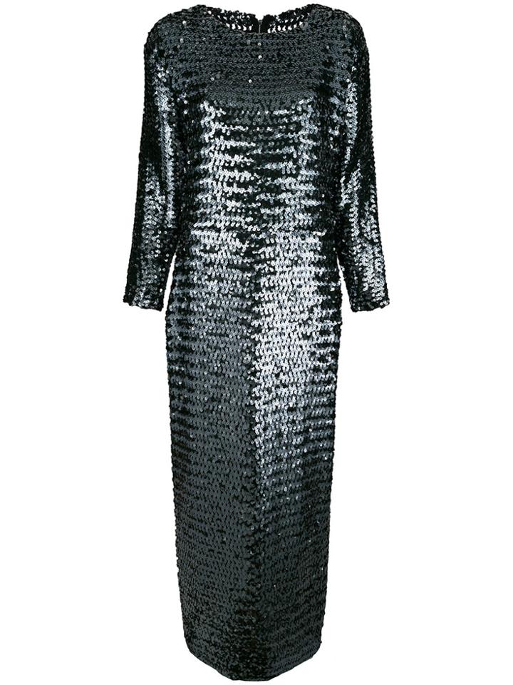 William Vintage Long Sleeved Sequin Gown - Grey