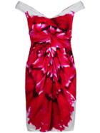 Moschino Ruched Bodice Printed Dress - Red