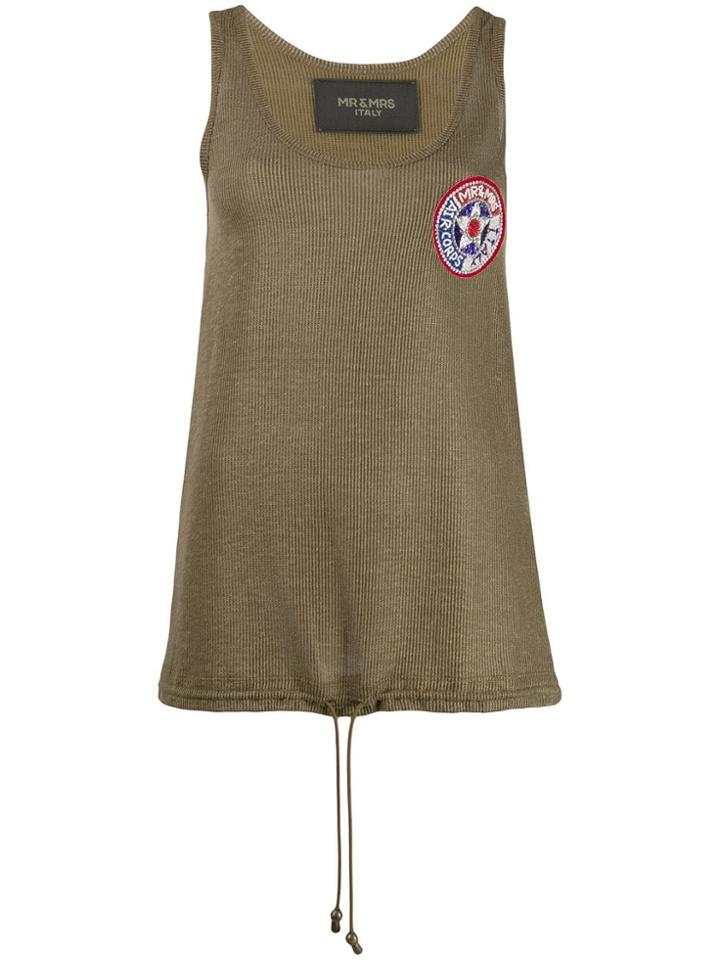 Mr & Mrs Italy Embroidered Tank Top - Green