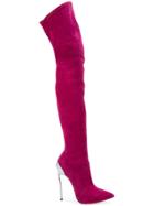 Casadei Thigh Length Stiletto Boots - Pink & Purple