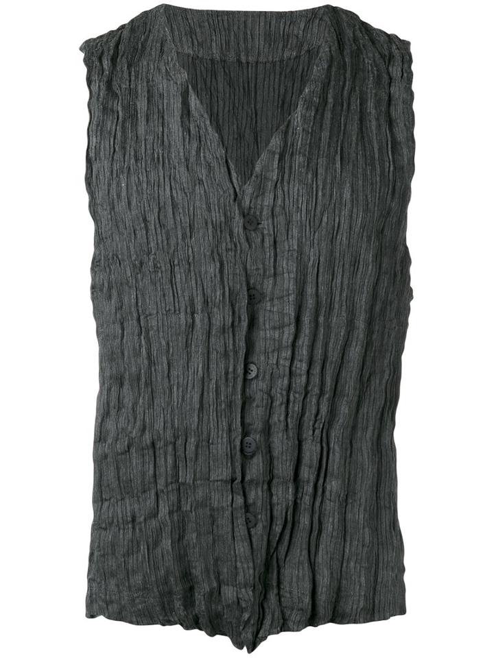 Issey Miyake Men - Wrinkled Waistcoat - Men - Linen/flax/polyester - 3, Grey, Linen/flax/polyester