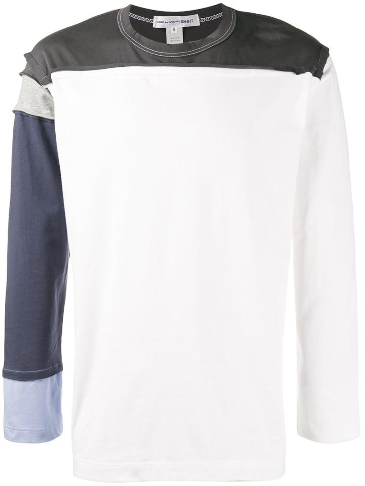 Comme Des Garçons Shirt Panel Long Sleeve T-shirt, Men's, Size: Small, White, Cotton