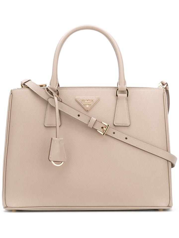 Prada Galleria Bag, Women's, Nude/neutrals, Calf Leather