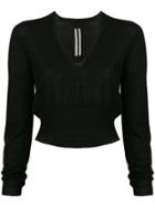 Rick Owens Deep V-neck Cropped Sweater - Black