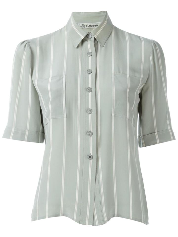 Jean Louis Scherrer Vintage Striped Shortsleeved Shirt - Grey