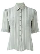 Jean Louis Scherrer Vintage Striped Shortsleeved Shirt - Grey