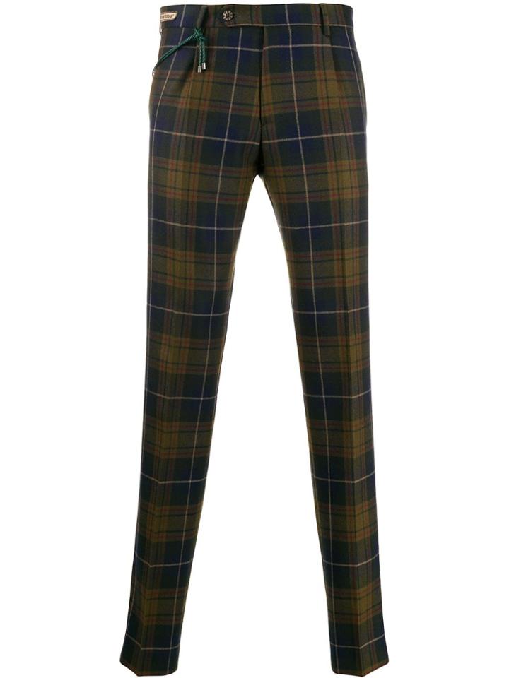 Berwich Plaid Skinny Trousers - Green