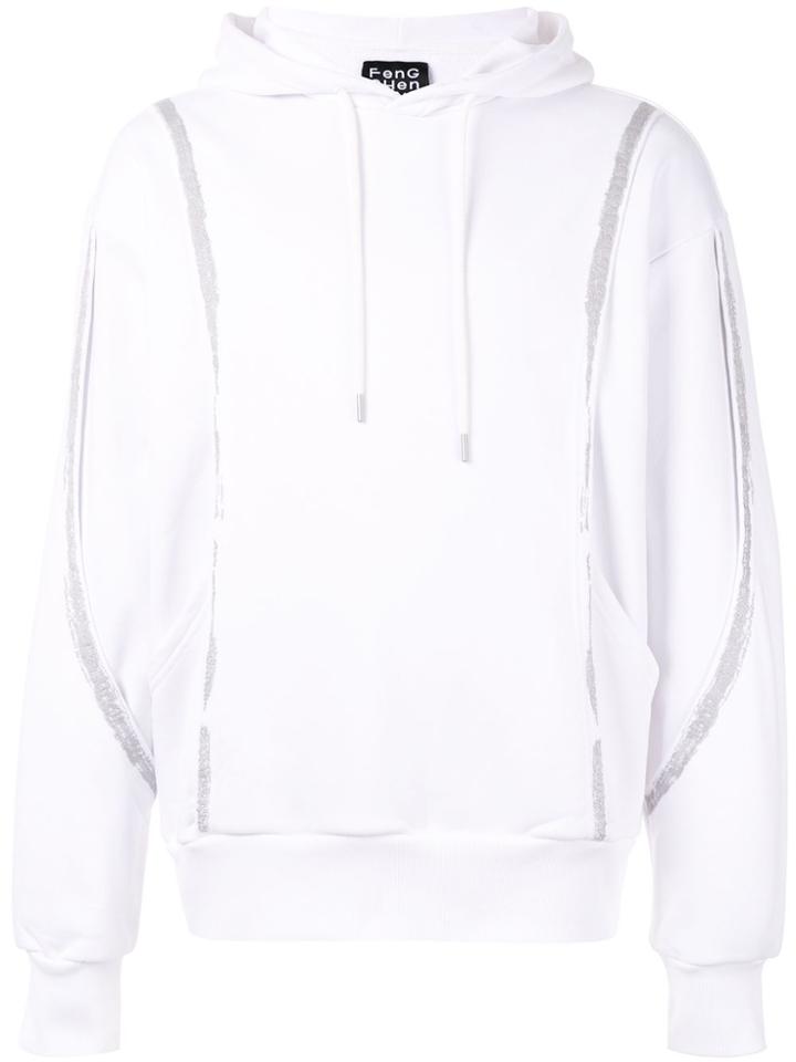 Fengchen Wang Contrasting Stripe Hoodie - White
