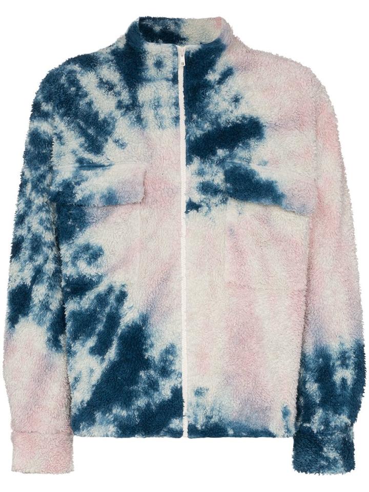 The Elder Statesman Tie Dye Fleece Zipper Bomber Jacket - Pink