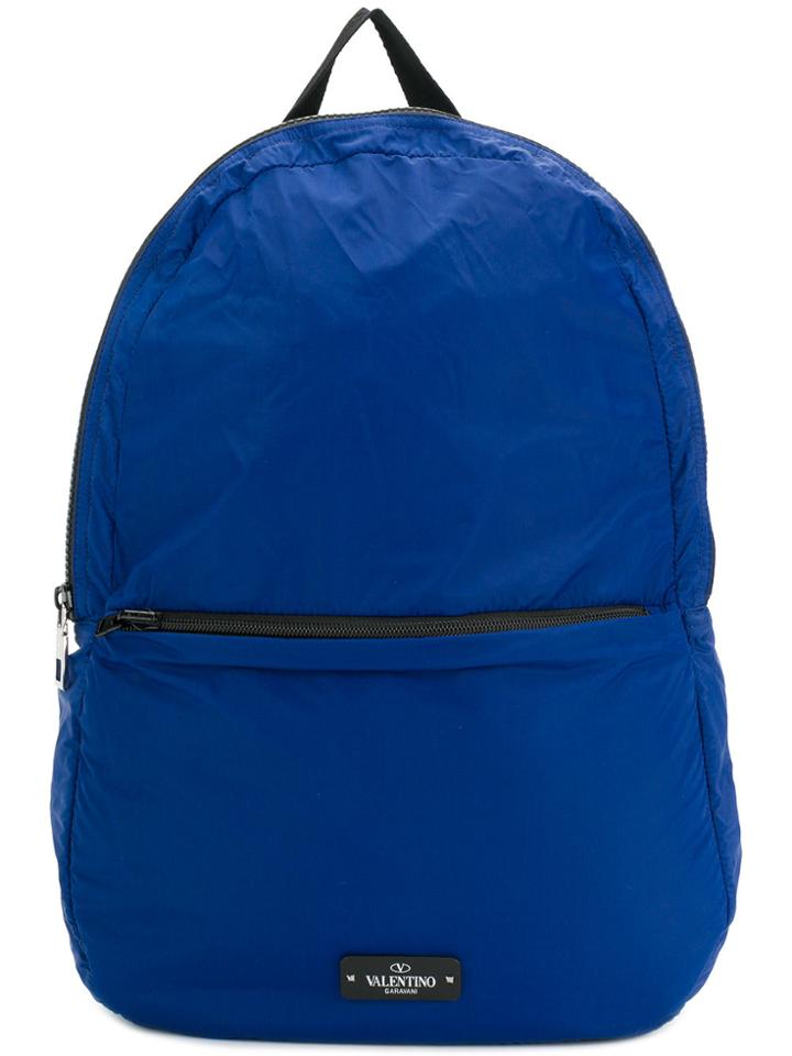 Valentino Logo Patch Backpack - Blue