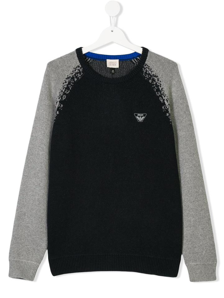 Armani Junior Contrast Jumper - Blue
