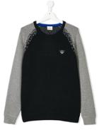 Armani Junior Contrast Jumper - Blue