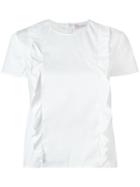 Red Valentino Frill Detail T-shirt, Women's, Size: 42, White, Cotton/polyamide/spandex/elastane