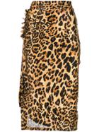 Paco Rabanne Leopard Print Skirt - Brown