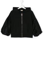Elisabetta Franchi La Mia Bambina Puffy Sleeves Hooded Jacket - Black