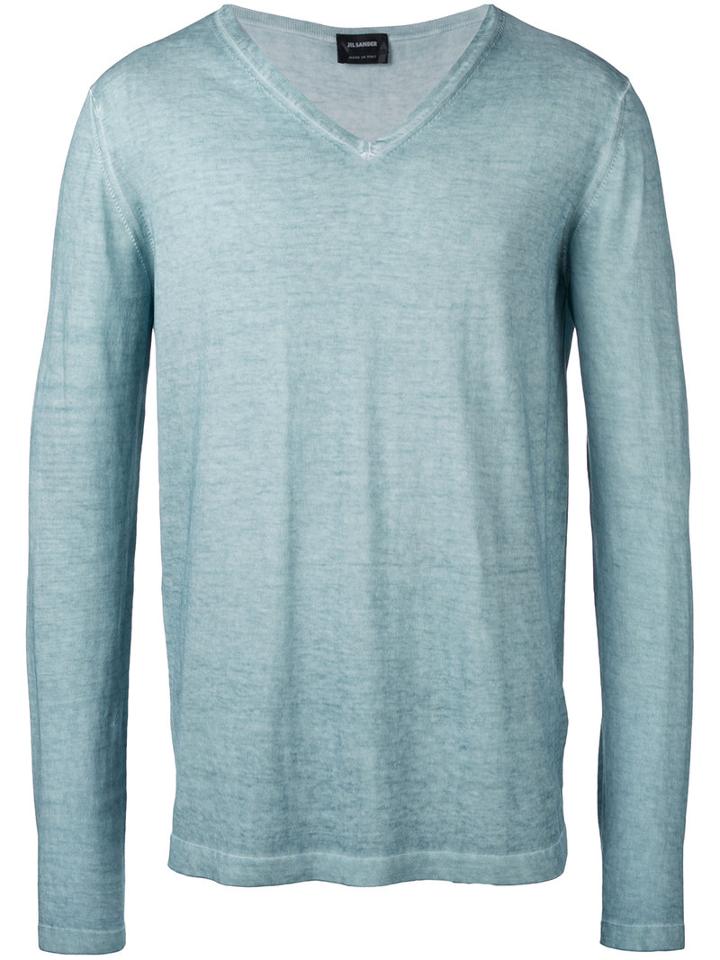 Jil Sander - V-neck Jumper - Men - Cotton - 52, Green, Cotton