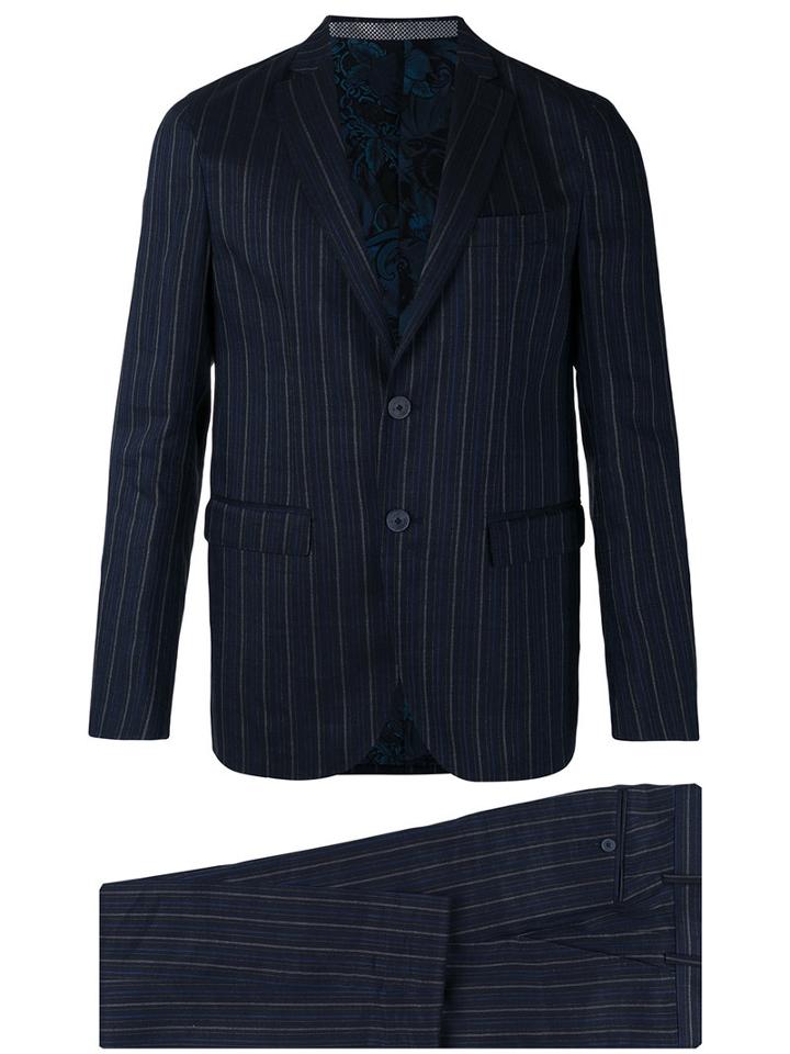 Etro - Bar Stripe Two-button Suit - Men - Silk/linen/flax/polyester/wool - 52, Blue, Silk/linen/flax/polyester/wool