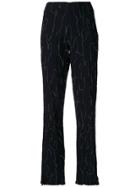 Pinghe Stitched Flared Trousers - Black