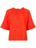 Tibi Shirred Neck Blouse - Orange