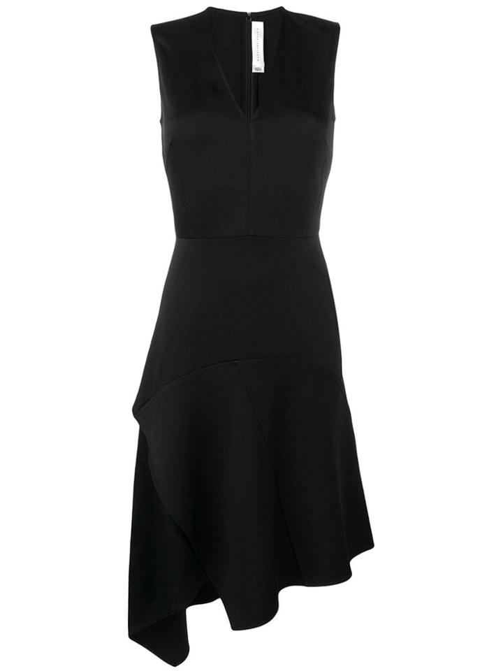 Victoria Beckham Draped V-neck Midi Dress - Black