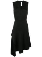 Victoria Beckham Draped V-neck Midi Dress - Black
