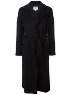 Armani Collezioni Belted Single Breasted Coat, Women's, Size: 42, Black, Viscose/polyester/virgin Wool