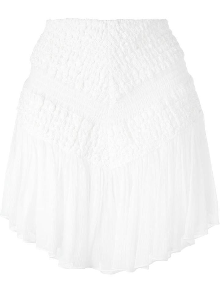 Jay Ahr Chevron Pattern Mini Skirt, Women's, Size: 40, White, Silk/cotton/polyester