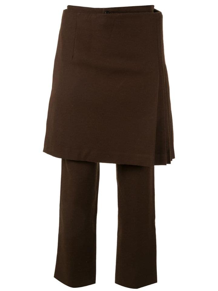 Comme Des Garçons Pre-owned Trousers With A Wrap-over Skirt - Brown